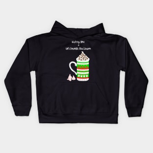 Hot Chocolate for Santa Cozy Winter Mugs on Sky Blue Kids Hoodie